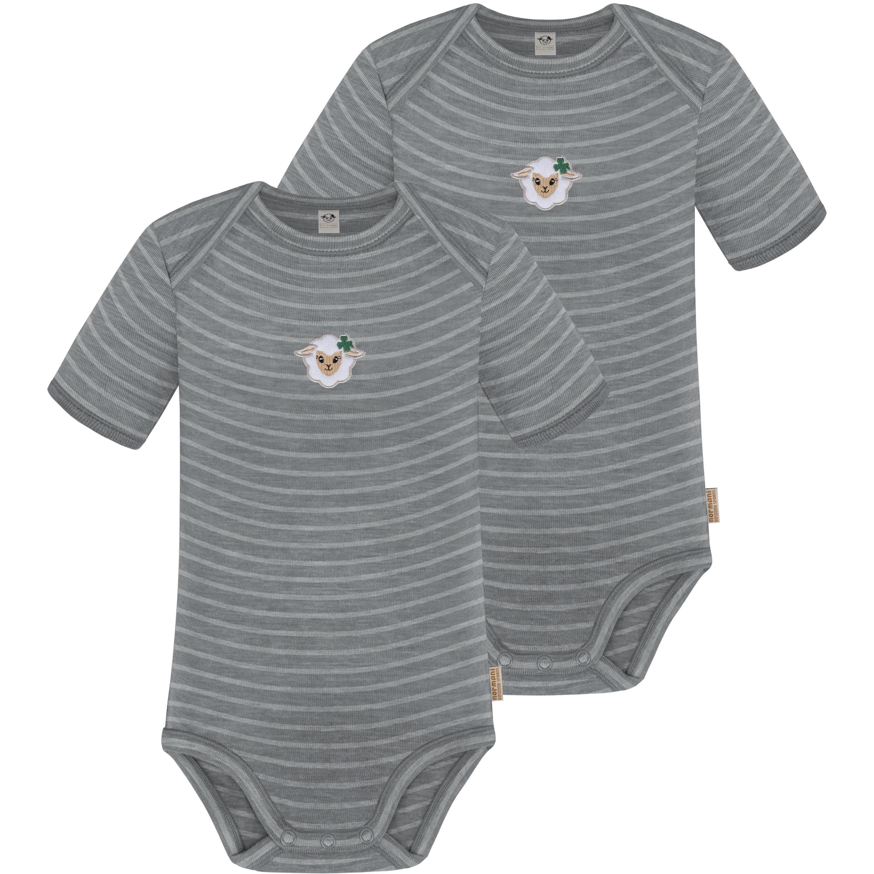 Normani, Herren, Body, 2er Set Baby Merino Body Kurzarm „Tauranga" - 9285, Grau, (62)