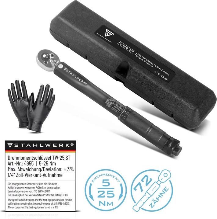 Actual product image Stahlwerk Torque spanner TW-25 ST 5-25 Nm 1/4" inch reversible ratchet (1/4", 5 Nm, 25 Nm)