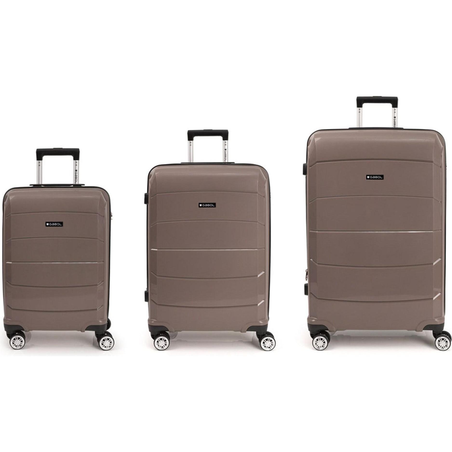 Gabol, Koffer, Midori 4-Rollen Kofferset 3tlg., Grau, (215 l, XL (ab 115l))