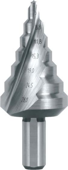Produktbild Ruko Stufenbohrer Bohrbereich 5 - 28 mm HSS spiralgenutet Schneidenanzahl 2 Stufenanzahl 7 (5 - 28 mm)