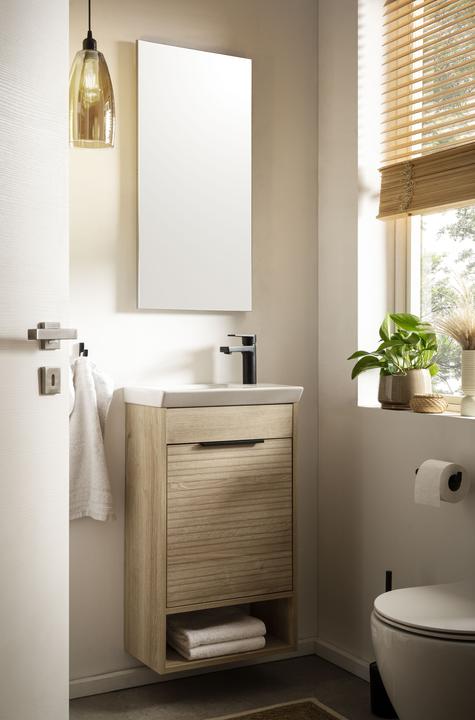 Actual product image Möbelpartner Waschbecken mit Unterschrank Mads 159075 weiss-eiche 45,5 x 27,0 x 5,0 cm