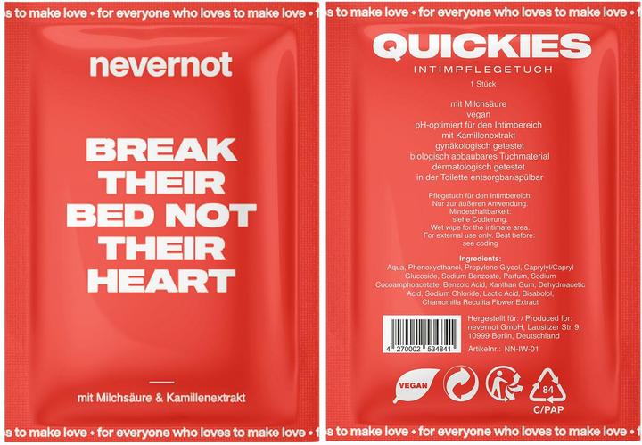 Produktbild NeverNot Quickies (Intimtücher, 60 g)