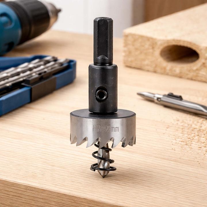 Produktbild Wiltec Lochbohrer Durchmesser 26mm Lochsäge Kronenbohrer Bohrkrone HSS6542 Stahl (26 mm)