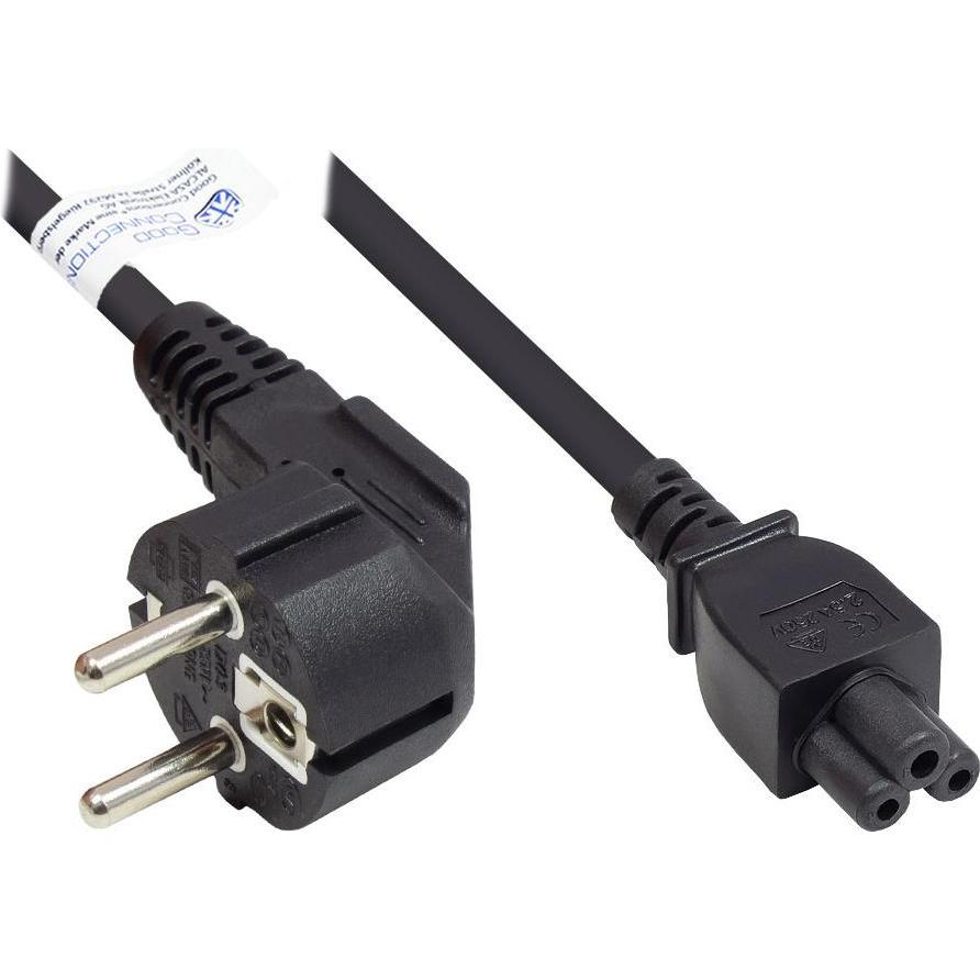 Good Connections, Verlängerungskabel, Netzkabel Schutzkontakt-Stecker Typ E+F (CEE 7/7, gewinkelt) an C5 (gerade) für No...