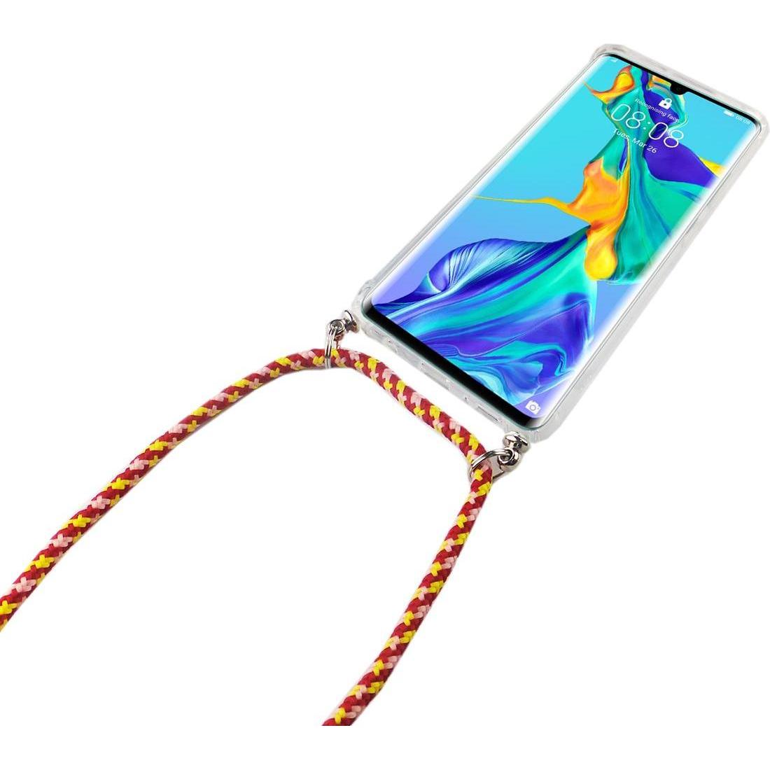 Thumbnail - König Design Huawei P30 Pro Handykette Hülle mit Band Case zum umhängen mit Kordel Etui Rot, Handykette, Transparent