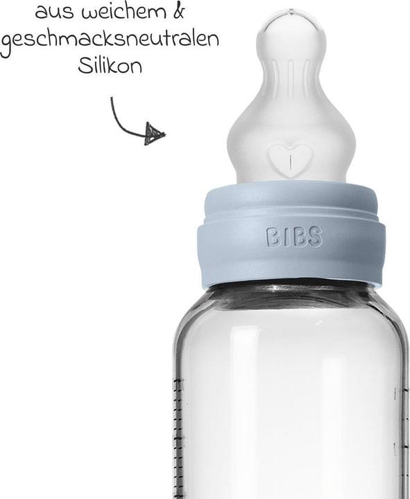 Actual product image Bibs Babyflaschen Glas-Flasche Baby Bottle Round 240 ml + Silikon-Trinksauger (240 ml)