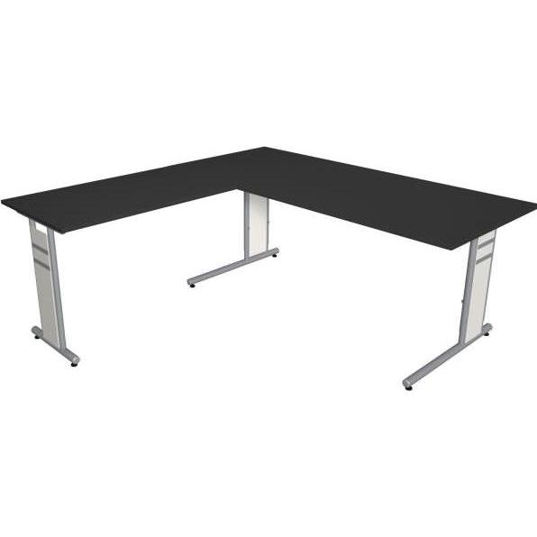 Kerkmann, Schreibtisch, Schreibtisch Form4 180 C-Fuss-Gestell 180x80x68-82cm / Anbau 100x60cm anthrazit