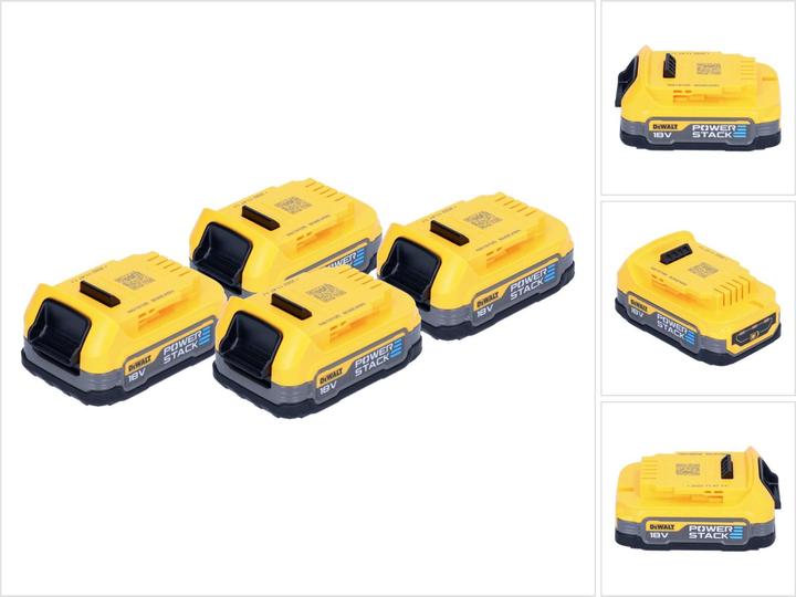 DeWalt Accuset DCBP 034 E4 4x Powerstack accu 18 V 1,7 Ah / 1700 mAh XR Li-Ion - met laadindicator (18 V)