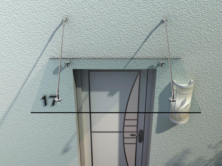Produktbild Swisshandel24 Vordach gehärtetes Glas, Edelstahl Klarglas (150x90 cm) (M)