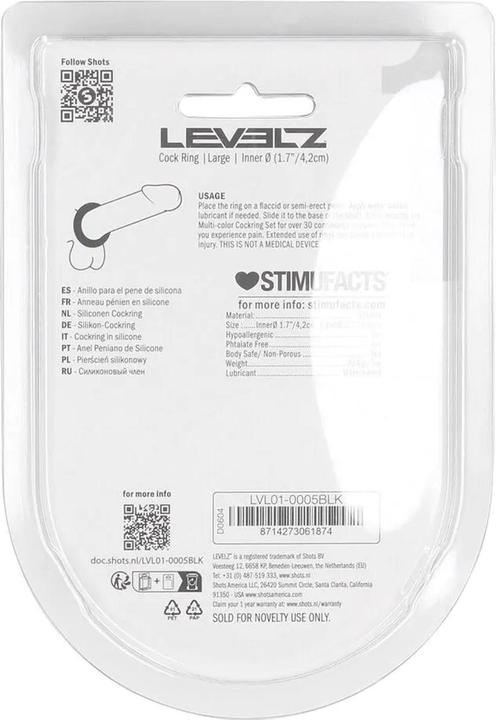 Immagine prodotto Shots Liquid Silicone Cockring - L - Black (6.60 cm)