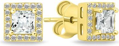 Immagine prodotto Brilio Argento - Orecchini a perno placcati oro con zirconi neri EA580RBC - Diametro: 0,6 cm