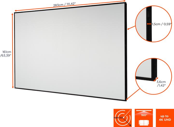 Produktbild Celexon HomeCinema Hochkontrastleinwand Frame 280 x 158 cm, 126" - Dynamic Slate ALR (126", 16:9)
