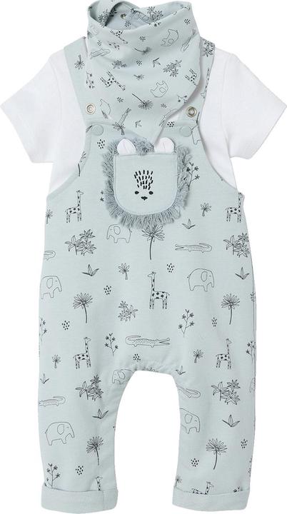 Vertbaudet Baby-Set: Latzhose, Body & Halstuch, Dschungelmotive
