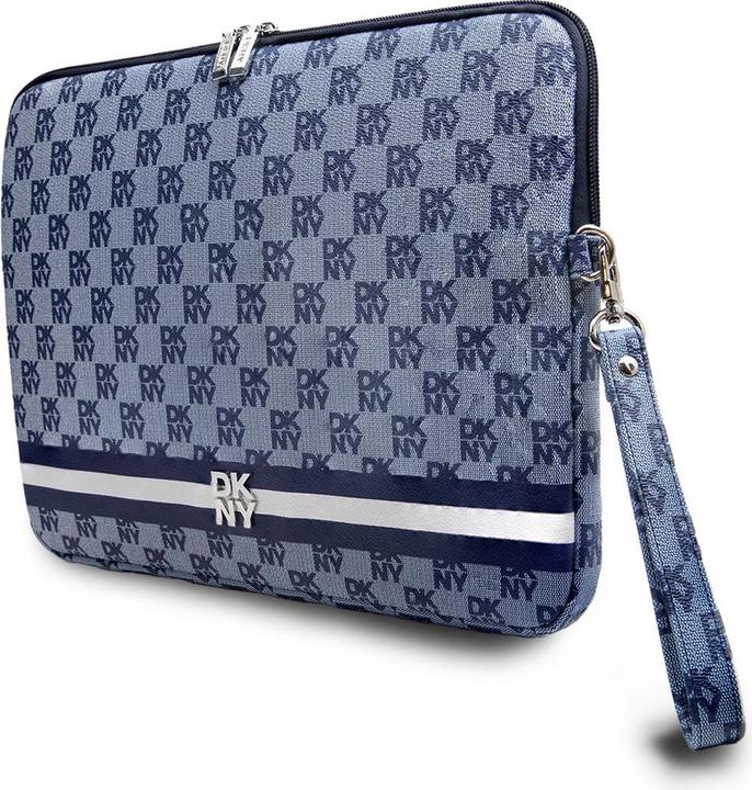Produktbild DKNY PU Leather Checkered Pattern and Stripe Laptop Sleeve 13/14" Blue (14")