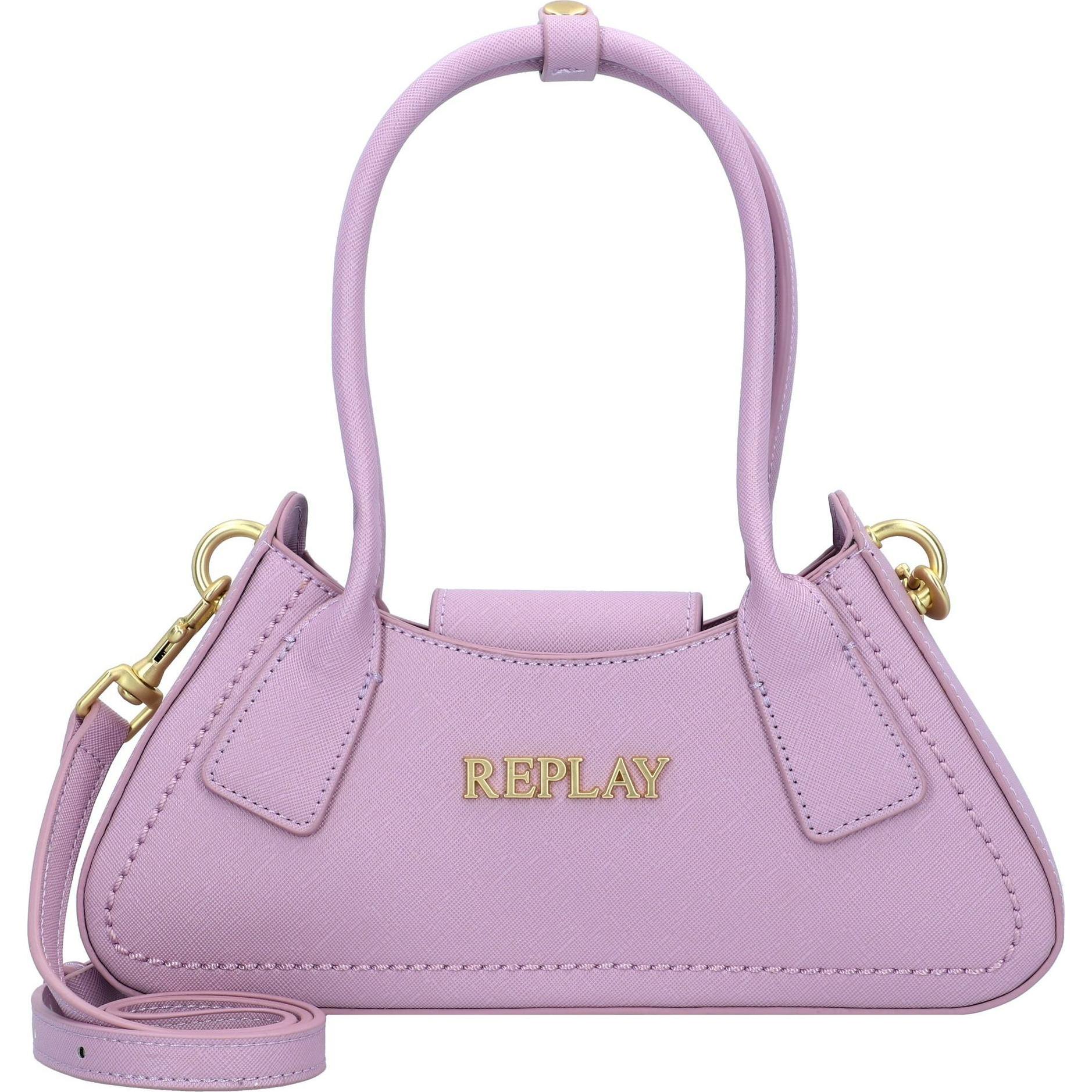 Replay, Handtasche, Schultertasche Leder 28.5 cm, Violett