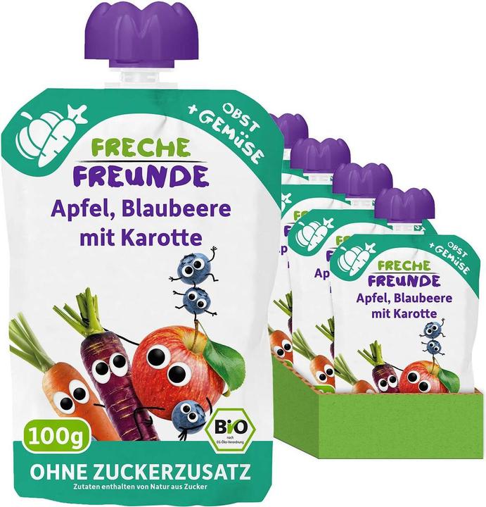 Actual product image Freche Freunde Squeeze pouches apple, cherry, sweet potato 6x 100 g (600 g)