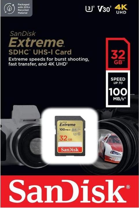 Productafbeelding SanDisk Extreme SDHC /s UHS-I (32 GB, SDHC, U3, UHS-I)