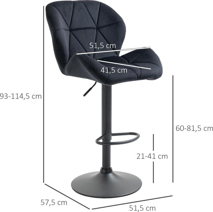 Actual product image Homcom Bar stool set of 2, adjustable seat height