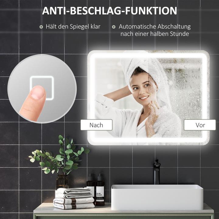Immagine prodotto Homcom Badspiegel Hartglas Silber (70 x 70 x 90 cm)