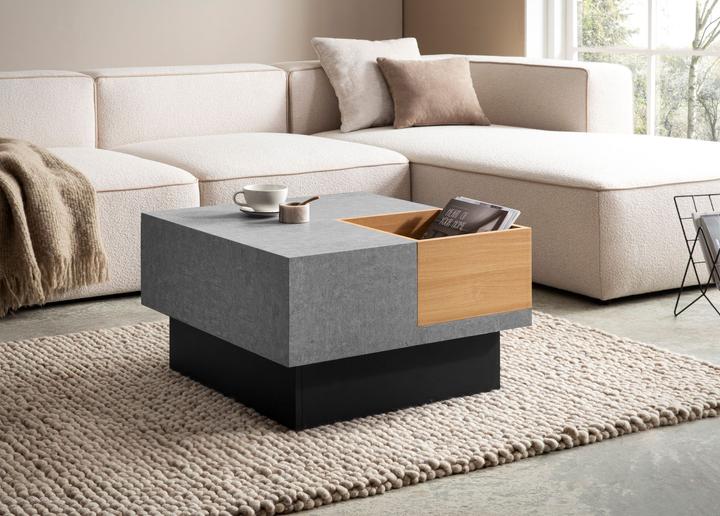 Actual product image FineBuy Couchtisch Sofatisch Grau 65 cm Beton Optik Wohnzimmertisch Stauraum (65 x 65 cm)