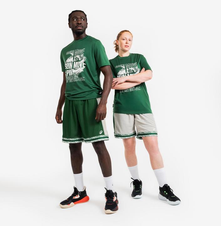 Produktbild Kipsta Damen/Herren Basketball Shorts wendbar - SH500 beige/grün (L)