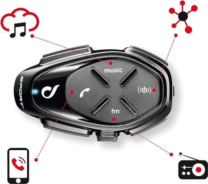 Immagine prodotto Interphone Doppio interfono HD per moto, 4 persone, 1 km, 20 ore di autonomia, GPS, impermeabile, universale (Set di 4)