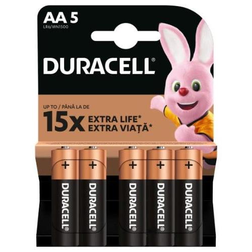Duracell Batterie AA 5 Pezzi (5 pz., AA), Batterie + pile