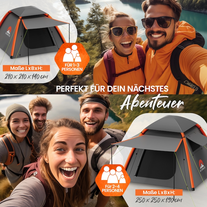 Image du produit Eloneo Aufblasbares Zelt mit Vordach & Luftpumpe, Camping Zelt wasserdicht, Luftzelt Ultraleicht (Tente gonflable, 6.50 kg, 4 personnes)