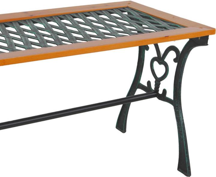 Produktbild Mojawo Gusseisen Gartentisch Outdoortisch Holz Glasplatte Natur 98x46xH56cm (46 x 98 x 56 cm)