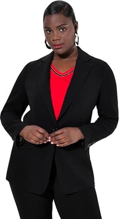 Actual product image Ulla Popken Triacetate Blend Lapel Collar Fully Lined Blazer (58)