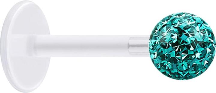 Immagine prodotto Star Piercing Micro Labret trasparente con sfera di cristallo turchese e strato protettivo epossidico (Materiale sintetico, Acciaio chirurgico 316L, senza ottone)