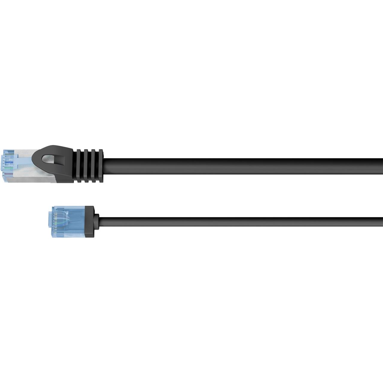 Thumbnail - Goobay Ultraflexibles CAT 6A Patchkabel, slim, U/UTP, schwarz (U/UTP, CAT6a, 0.25 m), Netzwerkkabel