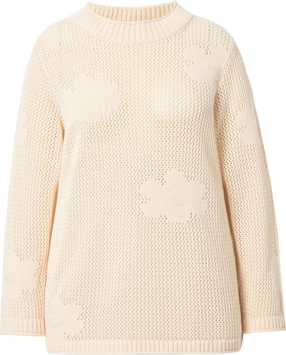 Actual product image Ulla Popken Eco Cotton Openwork Floral Knit Sweater (56)