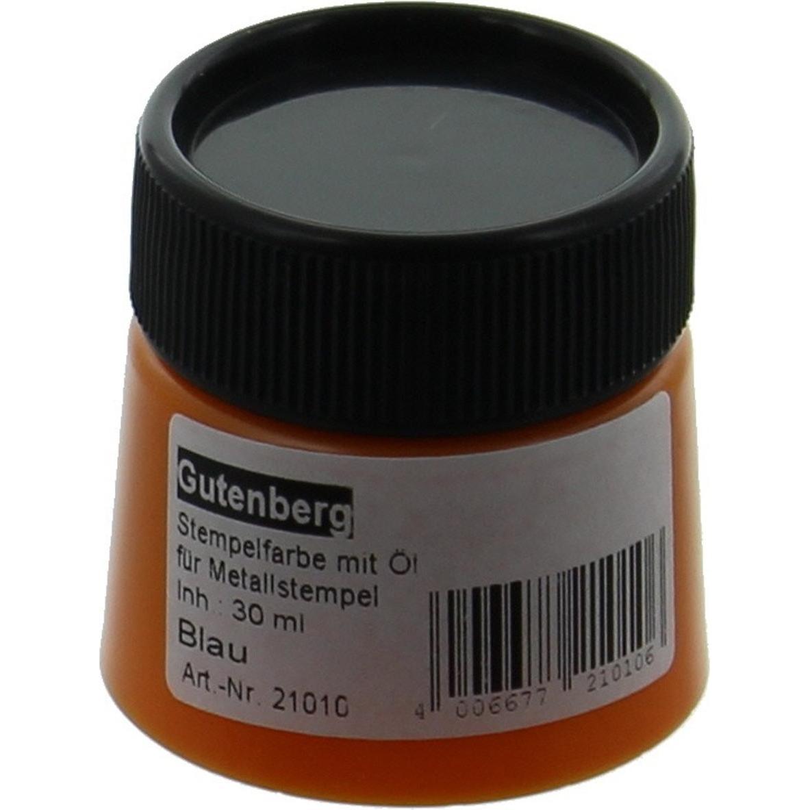 Gutenberg, Stempel, Stempelfarbe mit Öl 30ml blau
