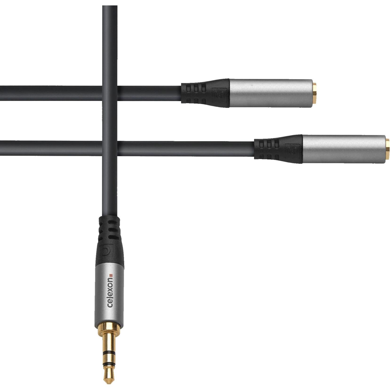Thumbnail - Celexon 3,5mm Stereo Klinke auf 2x 3,5mm Stereo Klinke M/F Audioadapter 0,25m - Professional Line (0.25 m), Audio Kabel
