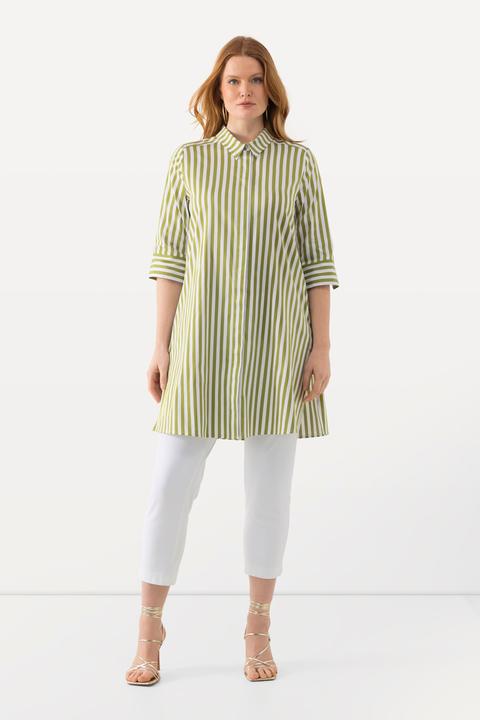 Produktbild Ulla Popken Longbluse, Streifen, A-Linie, Hemdkragen, 3/4-Arm (42, 44)