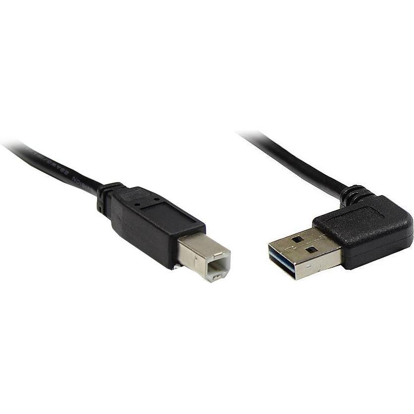 Good Connections Anschlusskabel USB 2.0 EASY Stecker A an Stecker B, gewinkelt, schwarz, 1m,  (1 m, USB 2.0), USB Kabel