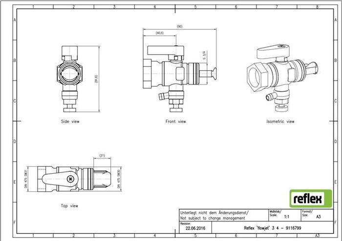 Produktbild Durchströmungsarmatur FLOWJET mit Entleerung 3/4Zoll 3/4Zoll