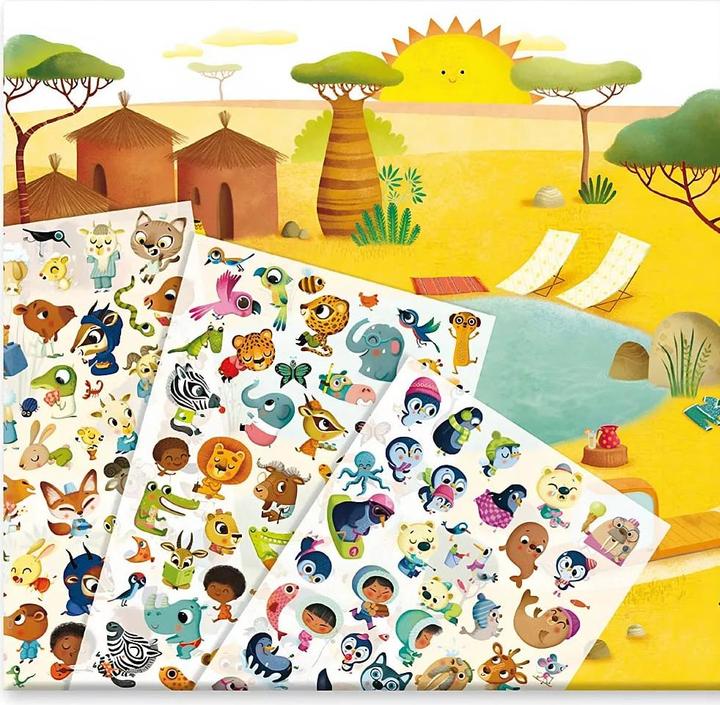 Actual product image Djeco Abziehbilder Savanne, Wüste, Nordpol (90 Sticker)