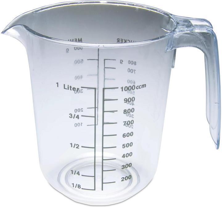 Caraffa Dosatrice In Plastica Trasparente 1500 Ml / 7 Tazze - Misurino Per Cucina Con Scala In Ml E Once, Manico Antiscivolo