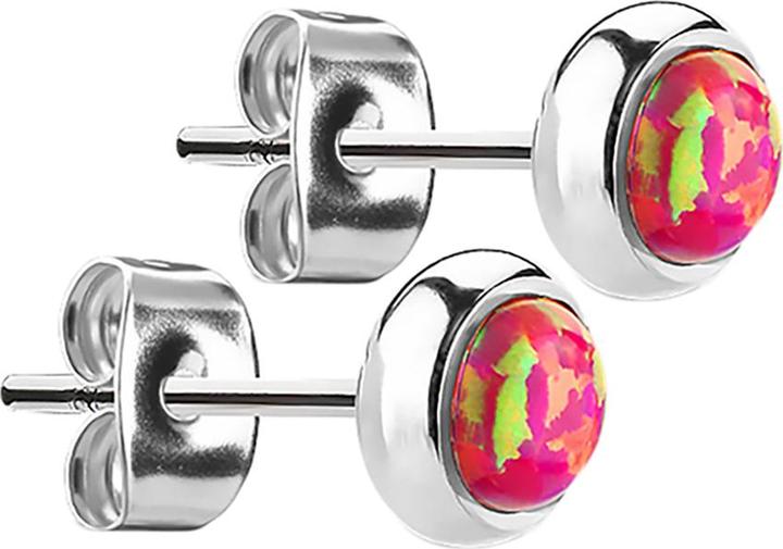Immagine prodotto Star Piercing Orecchini a perno in argento con opale rosso (senza ottone, Acciaio chirurgico 316L)