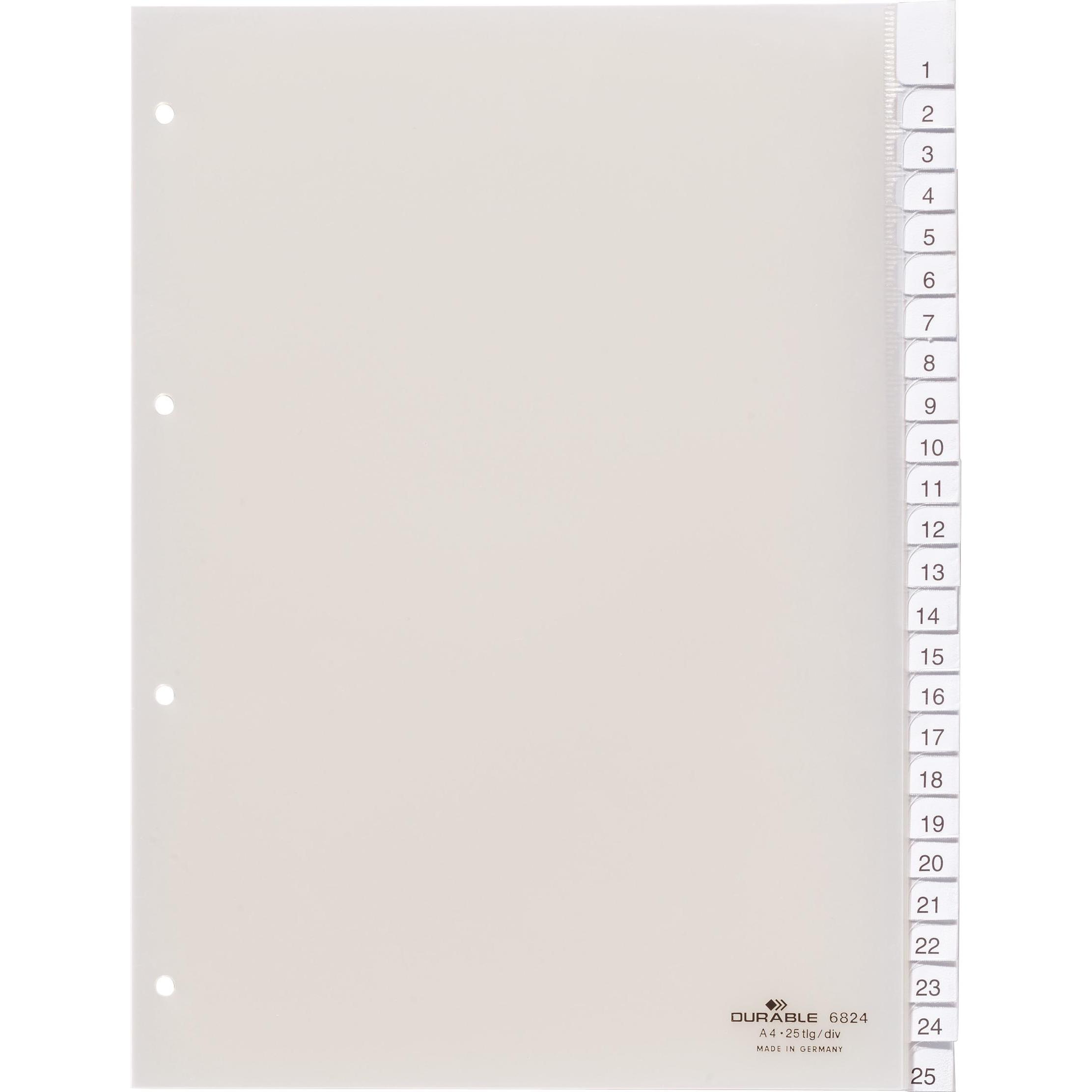 Durable, Ordner Zubehör, REGISTER 25 BLATT UMSCHWEISST 1 ST 682419