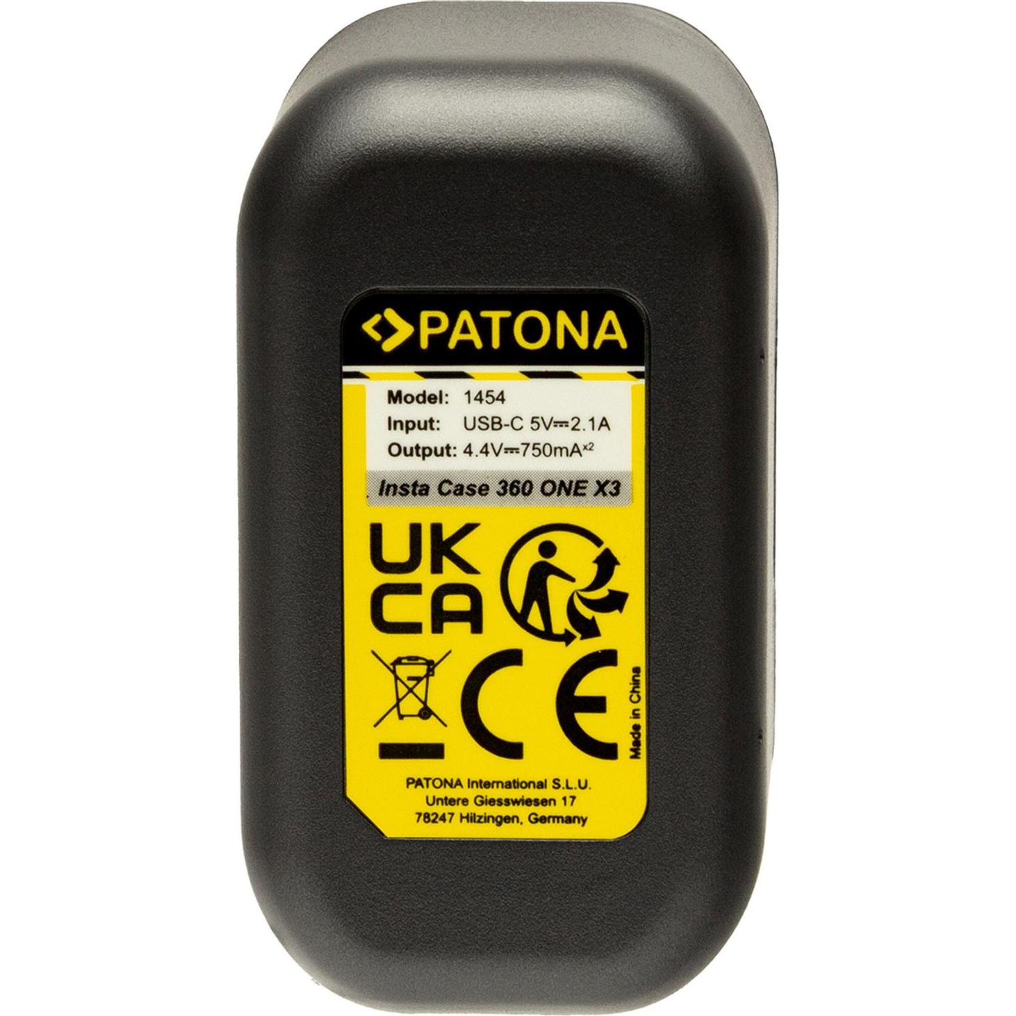 Patona Box di ricarica doppio 360 ONE X3 CINAQBT/A, Accessori action cam, Nero