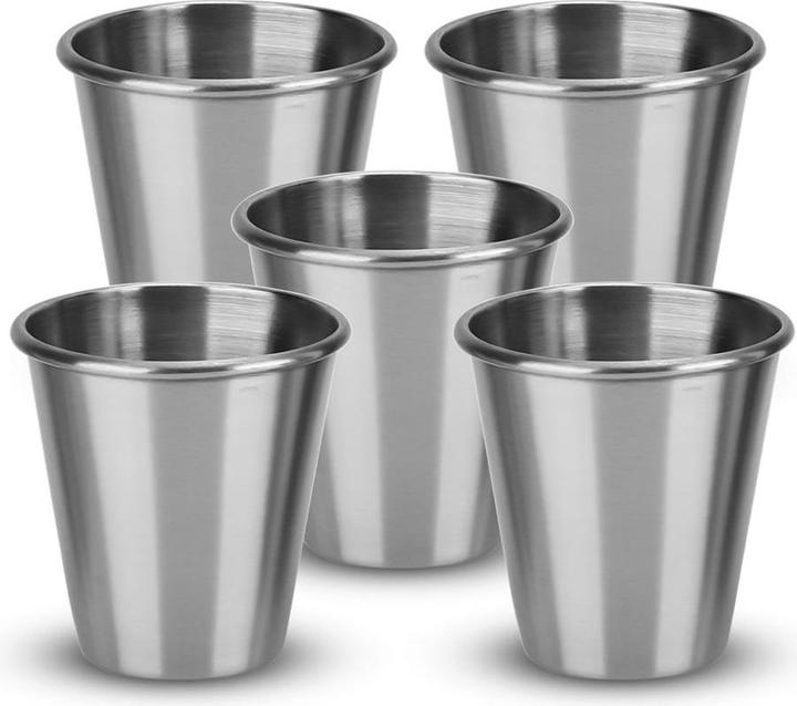 Produktbild Intirilife 5x Stapelbare Edelstahl Becher in 85 ml