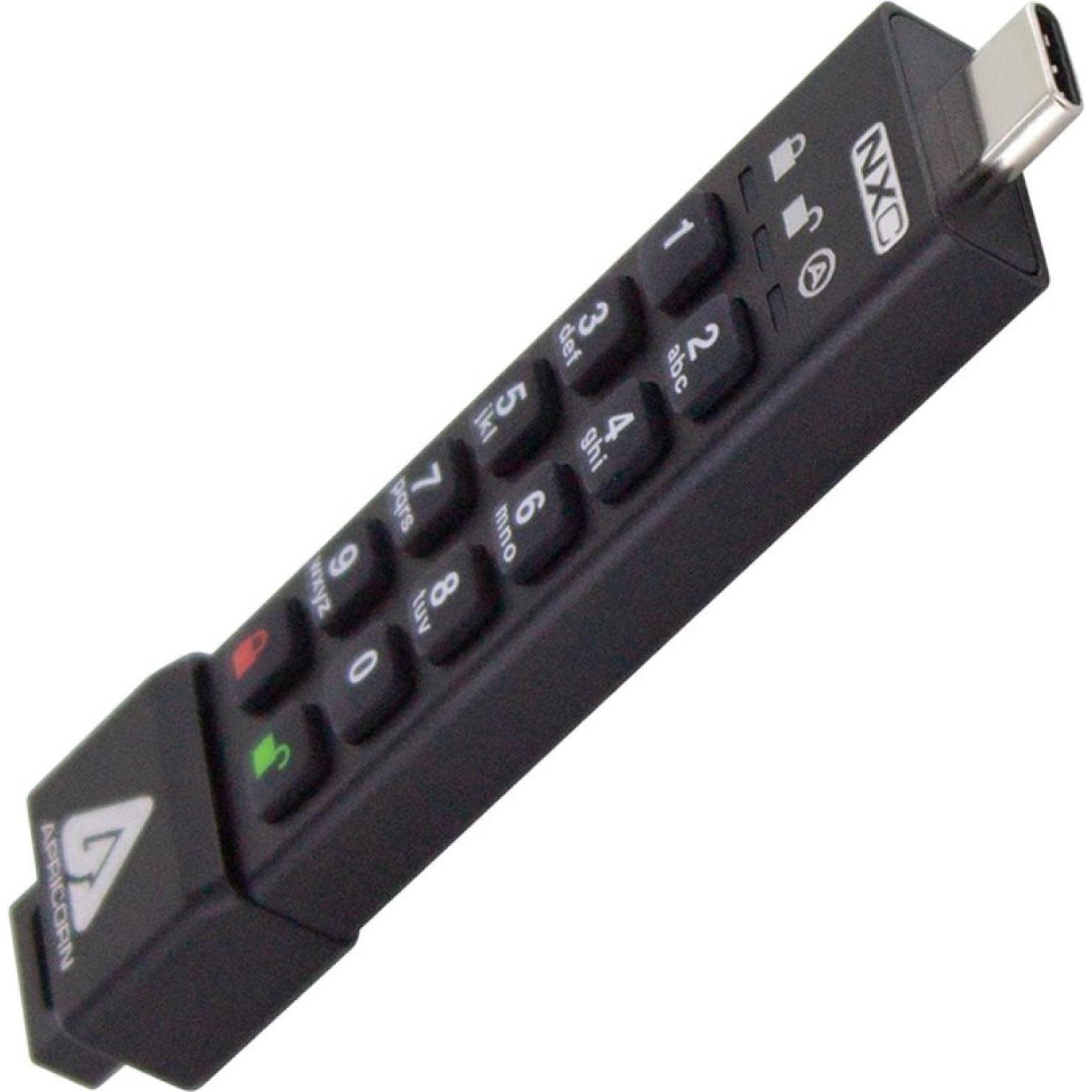 Thumbnail - Apricorn Aegis Secure Key 3NXC (64 GB, USB-C, USB 3.2), USB Stick, Schwarz