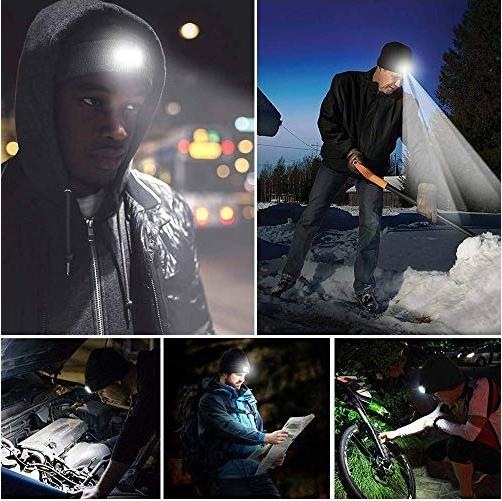 Produktbild Velamp Mütze mit LED-Frontleuchte, Strickmütze mit LED-Licht ideal zum Joggen, Campen, Arbeiten, Spazieren (100 lm)