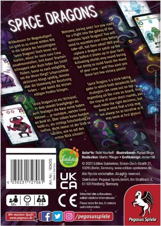 Produktbild Pegasus 18342G - Space Dragons, Kartenspiel, 3-5 Spieler, ab 10 Jahren (DE-Ausgabe) (Deutsch)