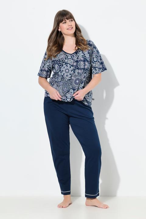 Image du produit Ulla Popken Pyjama à manches courtes et col en V, poches (42, 44)