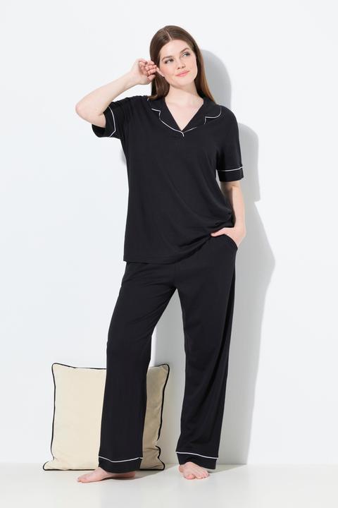 Produktbild Ulla Popken Pyjama, Zierpaspeln, Reverskragen, Halbarm (42, 44)