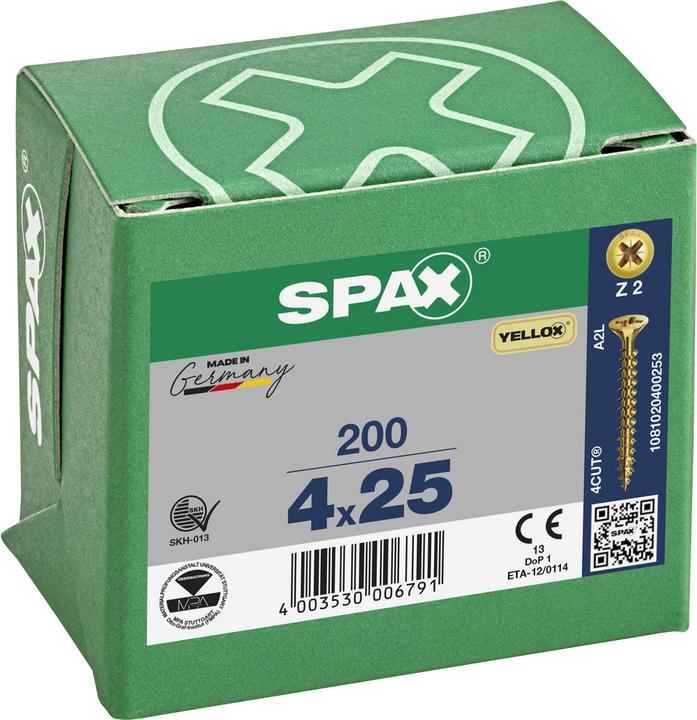 Produktbild Spax Senkmultikopf Kreuzschlitz Z2 Vollgewinde Yellox (200 Schrauben pro Stück)